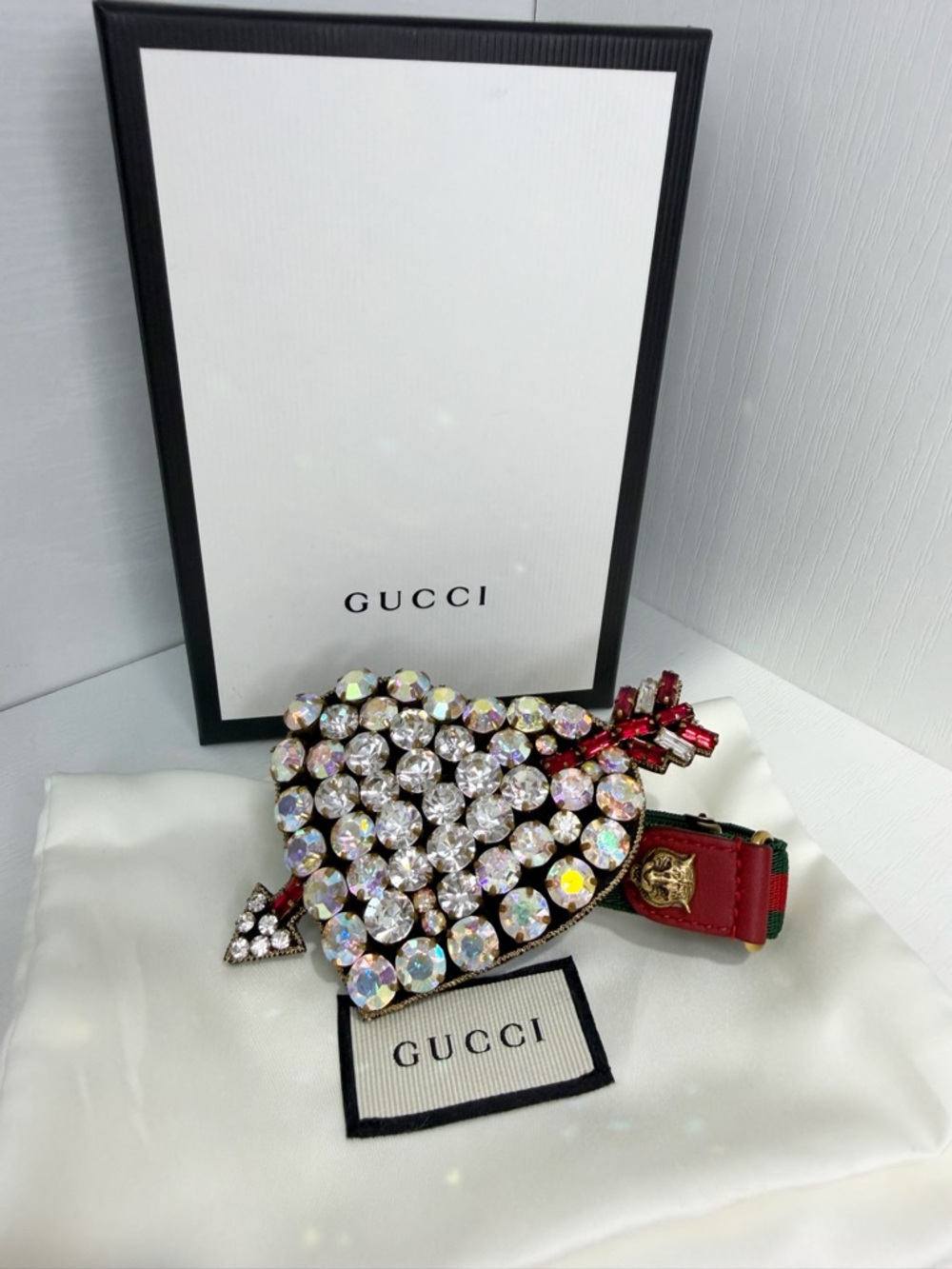 ❤️Gucci Crystal Heart Bracelet💚